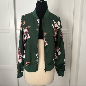 Shein green floral lightweight jacket